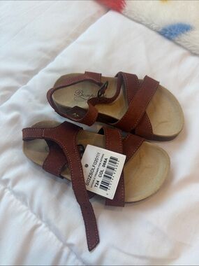 Bonpoint Kids Brown Suede Adjustable Strap Sandals size 24